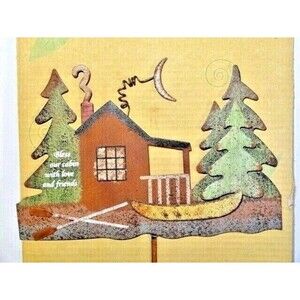 Lakeside Lodge Plant Pick Garden Stake Bless Our Cabin with Love and Friends NIP